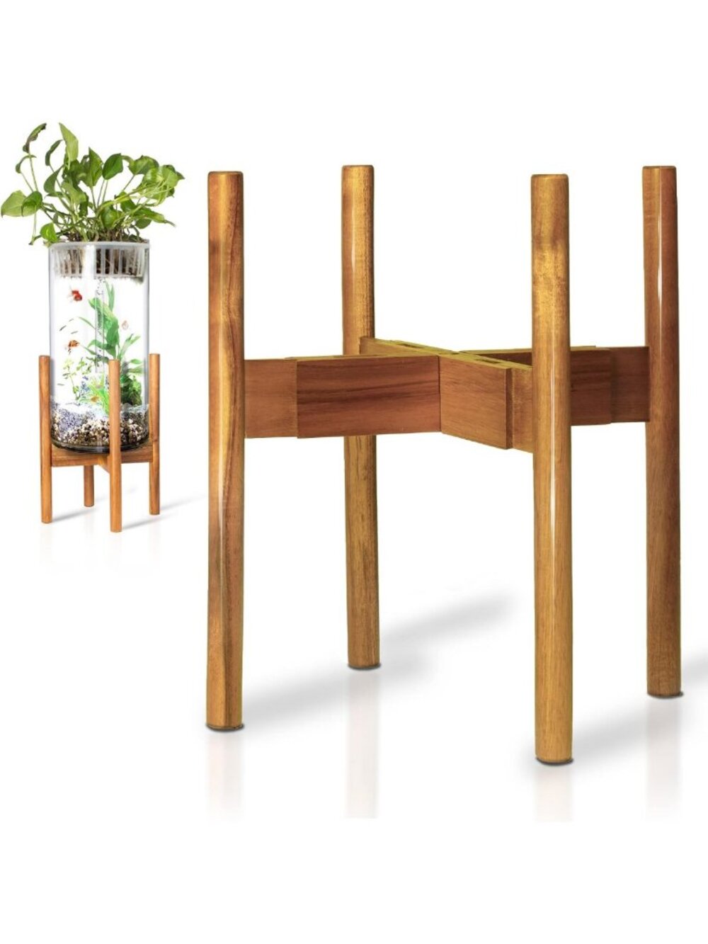 Adjustable Solid Wood Plant Stand for Indoor Plants - Fits 8-12" Pots, Stylish